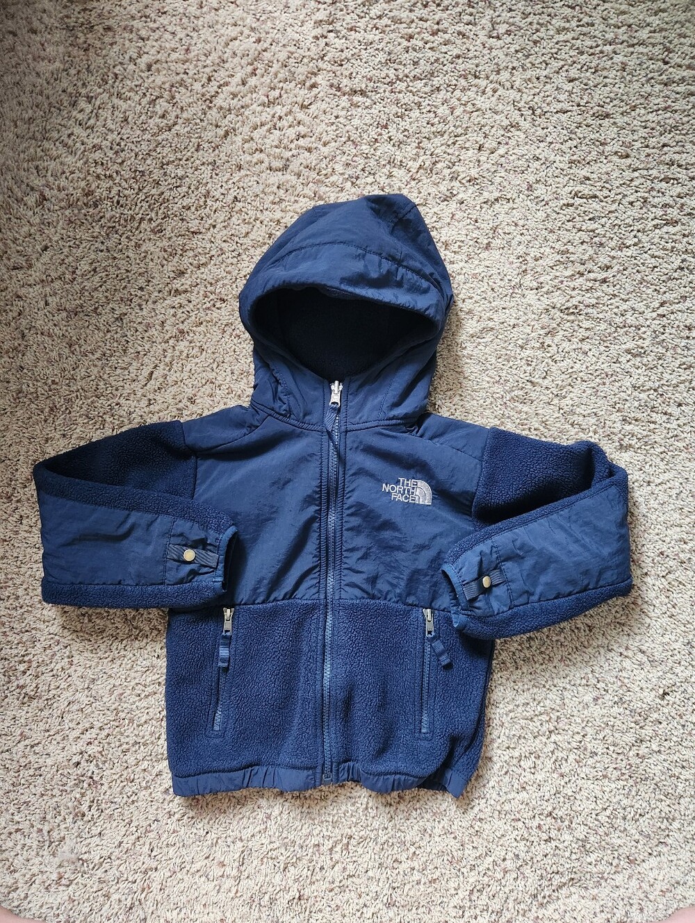 The North Face Denali Hooded Fleece Jacket Navy Blue Child Size 5 XXS